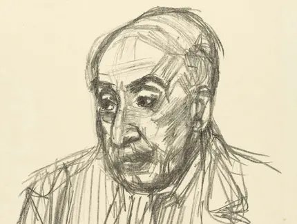 Oskar Kokoschka, Portrait von Max Liebermann, Lithographie auf Papier, 1923