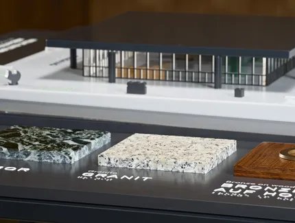 Tastmodell Neue Nationalgalerie, Detailansicht Materialmuster