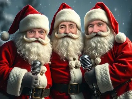 Drei Weihnachtsmänner singen