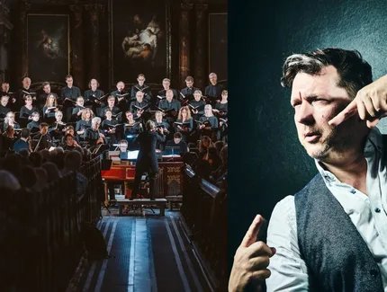 Das „MarienVokalconsort“ und Gebärdenschauspieler Jan Sell (Montage)