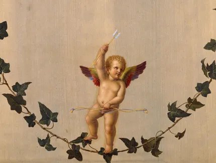 Adolf Senff: Amor auf einer zwischen Rosenbouquets hängenden Efeuranke, 1823 © SPSG / Daniel Lindner
