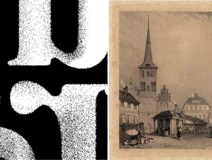 Ausstellungs-Visuals „Um Steine streiten?!“ und „Wer bestimmte in der Stadt?“ (Collage)