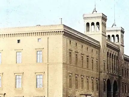 Das Empfangsgebäude des Hamburger Bahnhofs um 1865
