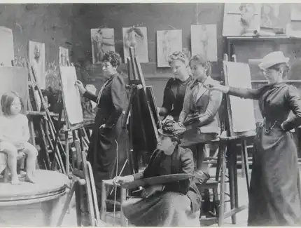 Malklasse in der Académie Colarossi in Paris, um 1892