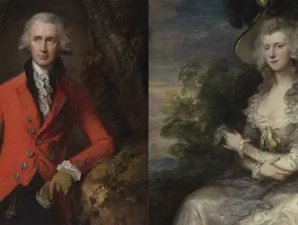 links: Thomas Gainsborough, Thomas Hibbert, Detail, 1785, Öl auf Leinwand, 127 x 101,6 cm / rechts: Thomas Gainsborough, Sophia Hibbert, Detail, 1786, Öl auf Leinwand, 127 x 101,5 cm