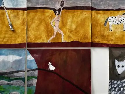 Alejandra Pombo Su, aus der Arbeit „Mein Jahr der Hingabe“, 2025–2026, 18 Zeichnungen, Mixed Media auf Papier