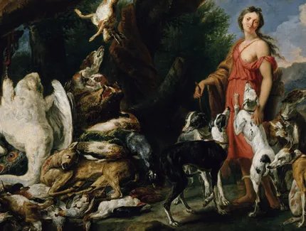 Jan Fyt, Diana mit ihren Jagdhunden neben erlegtem Wild (Detail), nach 1641