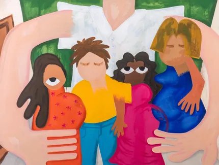 Ximena Ferrer Pizarro: „My German teacher“ (Mein Deutschlehrer), Berlin, 2023 (Acryl auf Nessel, 149,5 x 208 cm)