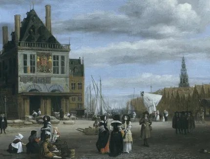 Jacob Isaacksz. van Ruisdael, Der Damplatz in Amsterdam (Detail), um 1675
