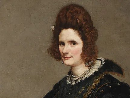 Diego Rodríguez de Silva y Velazquez, Bildnis einer Dame (wahrscheinlich Condesa de Monterrey), Detail, um 1635