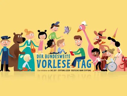 Keyvisual des bundesweiten Vorlestags, einer Initiative von Die Zeit, Stiftung Lesen und der Deutsche Bahn Stiftung.