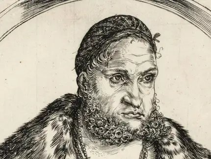 Lucas Cranach der Ältere, Kurfürst Friedrich der Weise von Sachsen, Detail, 1509, Kupferstich