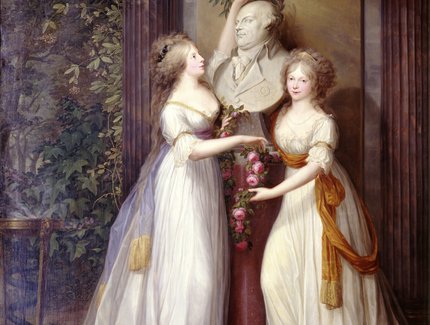 Friedrich Georg Weitsch: Luise und Friederike an der Büste Friedrich Wilhelms II., 1795