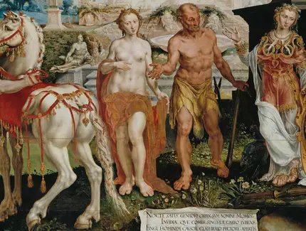 Maarten van Heemskerck: Momus tadelt die Werke der Götter, 1561