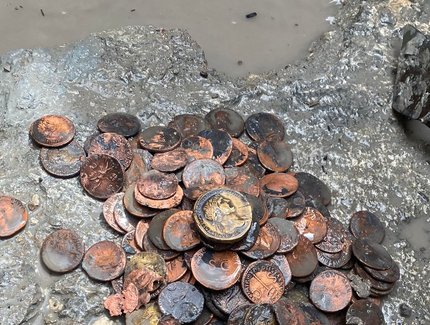 Münzfund bei der Grabung in San Casciano dei Bagni