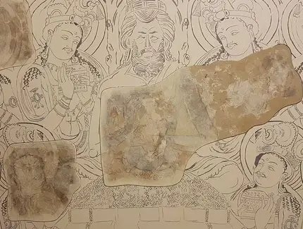 Malerhöhle, Kizil, 6. Jh. n. Chr, Fragment nach der Restaurierung und Rekonstruktion