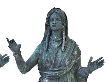 Bronzeskulptur einer betenden Frau aus San Casciano