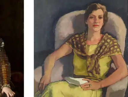 Sofonisba Anguissola, Bianca Ponzoni Anguissola, Detail, 1557 | Eugen Spiro, Die Gattin des Künstlers, Detail, 1929