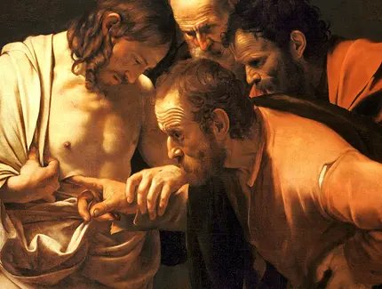 The Incredulity of Saint Thomas—Caravaggio, 1601