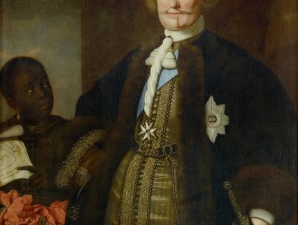 Pieter Nason: Prinz Johann Moritz von Nassau-Siegen, im Hintergrund ein junger schwarzer Diener