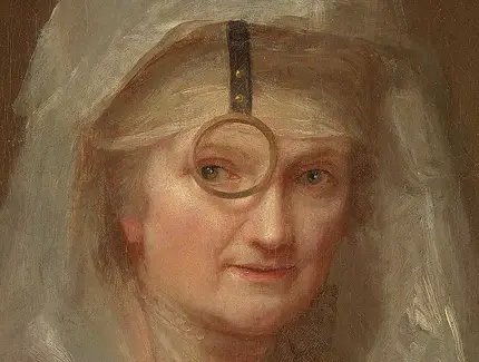 Anna Dorothea Therbusch, Selbstbildnis mit Augenglas, 1782, Detail