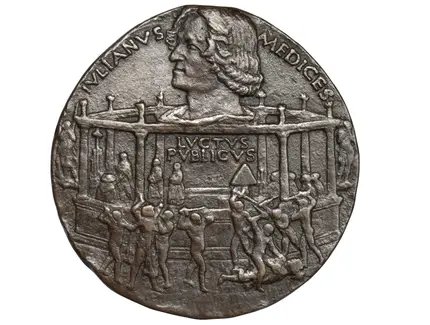 Lorenzo und Guilano de´Medici (Die Pazzi- Verschwörung) Medaille von Bertoldo di Giovanni, Italien, 1478