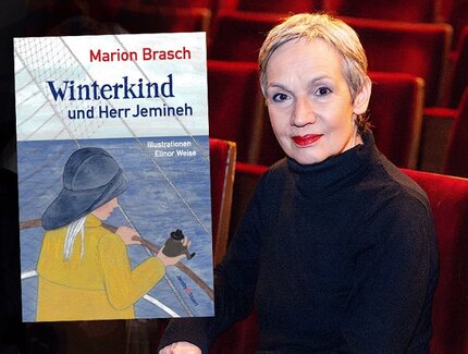 COLLAGE Marion Brasch mit dem Buchcover Winterkind und Herr Jemineh
