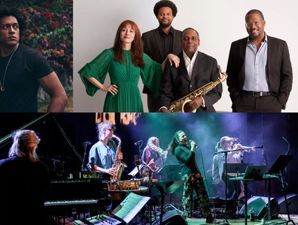 Porträt-Collage mit Makaya McCraven, David Murray Quartet, Signe Emmeluth: BANSHEE