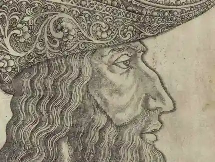 Antonio del Pollaiuolo (zugeschrieben), Der Großtürke Mehmed II „El Gran Turco“, Detail, um 1470/75,