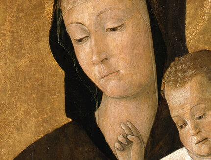 Detail: Gentile Bellini, Maria mit dem Kind und einem Stifterpaar. Um 1460