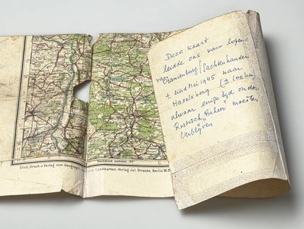 Landkarte, die Max de Winter für den Fußweg vom KZ Sachsenhausen bis Havelberg nutzte, ohne Jahr