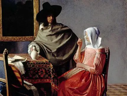 Jan Vermeer van Delft, Das Glas Wein, Detail, um 1661/62