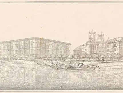 Karl Friedrich Schinkel, Perspektivische Ansicht der Allgemeinen Bauschule in Berlin, Sammlung Architektonischer Entwürfe, 1819–1840