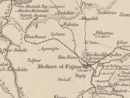 Ausschnitt aus Schweinfurths Karte des Fayum.