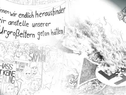 Illustrationen aus der Ausstellung „Die Nazis waren ja nicht einfach weg“