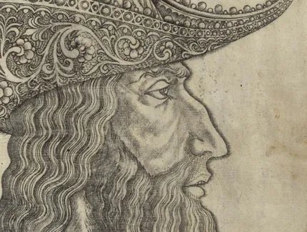 Antonio del Pollaiuolo (zugeschrieben), Der Großtürke Mehmed II „El Gran Turco“, Detail, um 1470/75