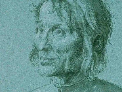 Albrecht Dürer, Der Baumeister Hieronymus von Augsburg, 1506, Pinsel in Schwarz, weiß gehöht, auf blauem venezianischen Papier