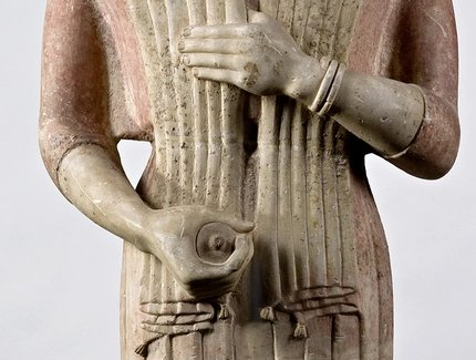 Grabstatue einer Frau („Berliner Göttin“), um 570 v.Chr., Griechenland / Attika, Detail