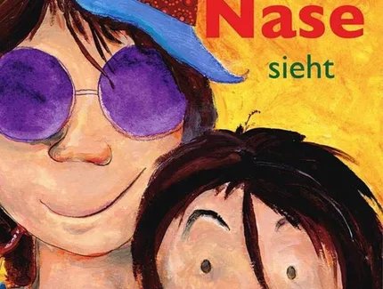 Cover des Bilderbuchs Wie Mama mit der Nase sieht von Peter Guckes, zu sehen ist eine Frau und ein Kind gemalt als Porträt