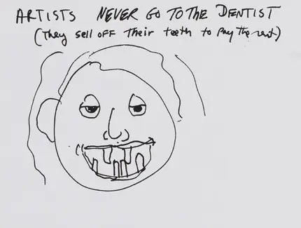 Eine Zeichnung eines Gesichts mit wenigen Zähnen