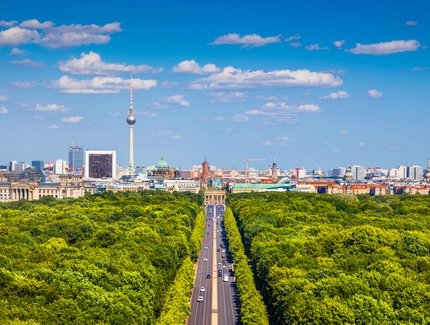 Berlin skyline with Tiergarten park in summer, Germany