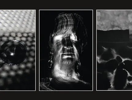 Ausschnitte aus den Arbeiten von l. n. r. Sven Kocar Weinendes Auge (2010) Silja Korn Metamorphose (2018) und Ono Ludwig Sav
