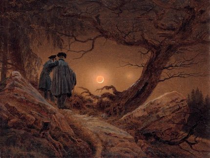 Caspar David Friedrich, Zwei Männer in Betrachtung des Mondes, 1819-20 (Staatl. Kunstsammlungen Dresden)