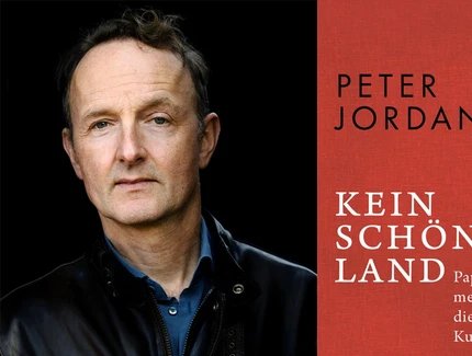 VISUAL Peter Jordan and cover of the book "No more beautiful country"