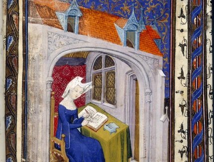 Schreibende Frau im Mittelalter