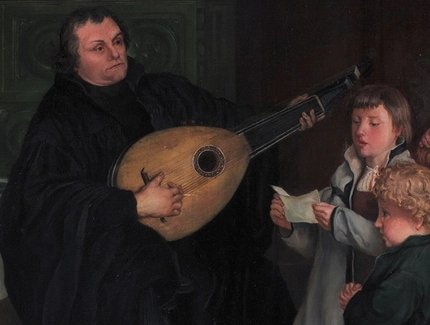 Luther musizierend, Ausschnitt aus einem Gemälde von Gustav Adolph Spangenberg, 1875