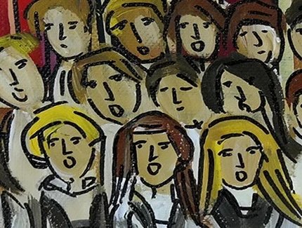Chorsänger:innen, gemalt.