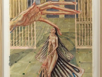 Nour El Saleh, Three doors down, 2025, oil on paper, 42 x 29.7 cm, 16 1/2 x 11 3/4 in, Courtesy of the Artist & GNYP Gallery, Credits Ludger Paffrath