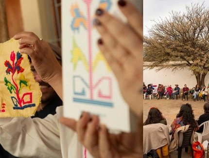 Präsentation des Buches „We Grow Because We Come Together“ von der Unión Textiles Semillas während des Treffens Asamblea Mismear.