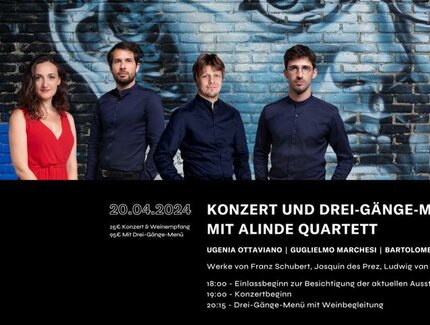 KEY VISUAL Konzert mit dem ALINDE QUARTETT und Drei-Gänge-Menü